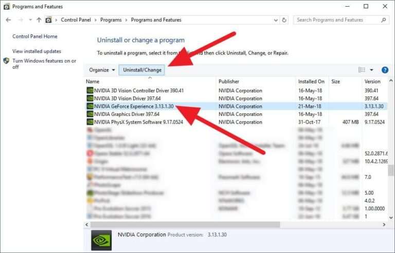 how to uninstall geforce experience