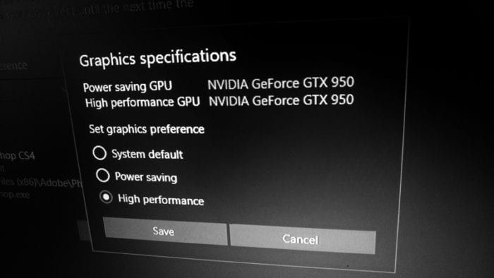 Graphics Performance Preferences