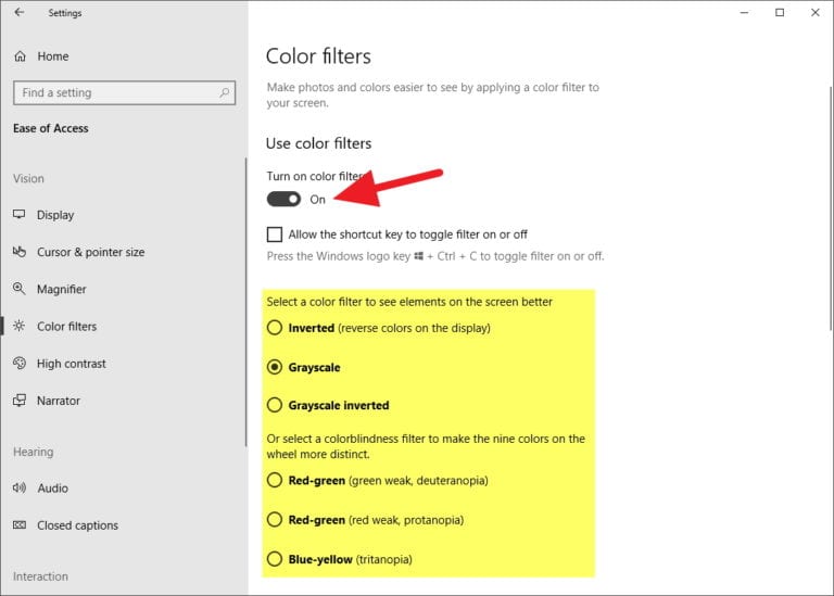How To Enable Color Filters For Color Blindness In Windows 10