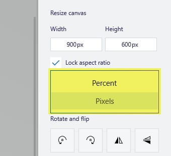 Percent and Pixel soptions - How to Resize Image in Paint 3D Easily 18