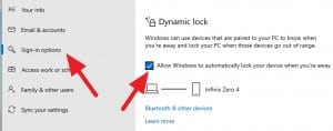 Dynamic lock activated - How to Auto-Lock Windows 10 PC When You Leave 9