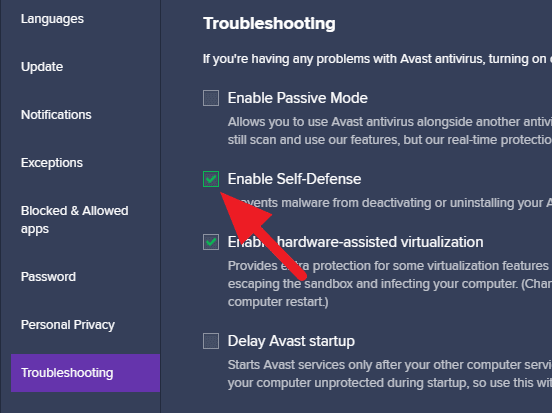 computer wont let me turn on avast antivirus