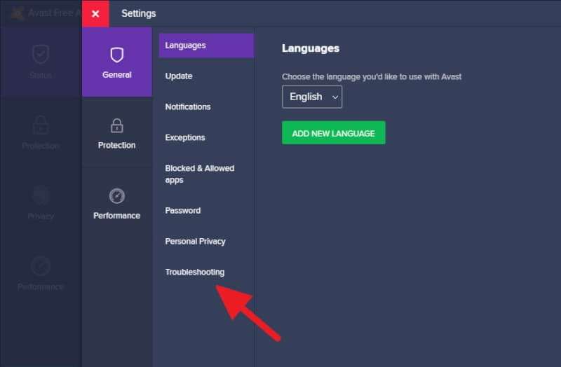 Troubleshooting menu - How to Stop Avast from Running at Startup on Windows 13