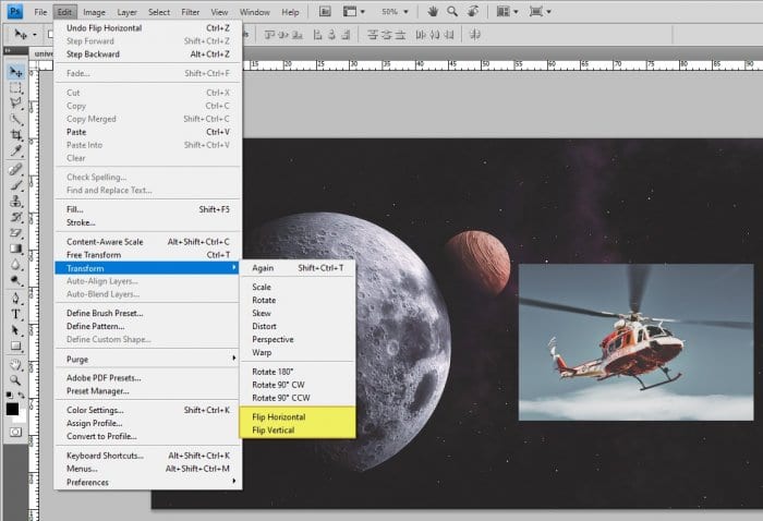 Flip object - How to Instantly Flip Image in Photoshop 13