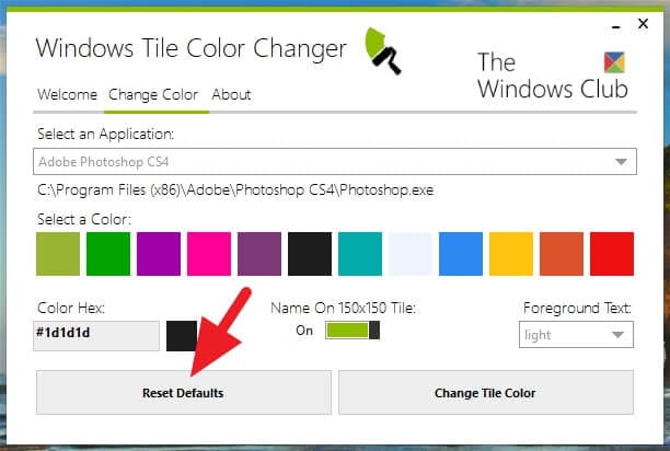 Reset defaults color - How Change Tile Color for a Specific Program on Windows 10 17