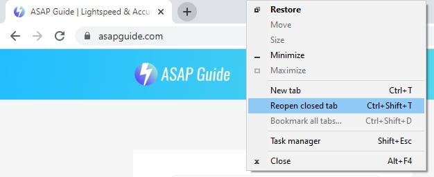 Restore Recently Closed Tabs In Google Chrome Really Fast