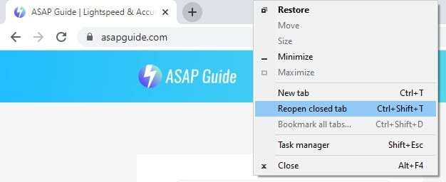 how to restore closed tabs on google chrome for pc