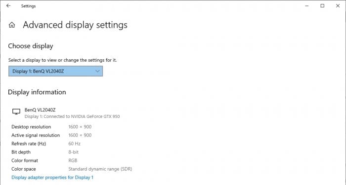 advanced display settings - 3 Ways to Check Monitor Specs in Windows 10 7