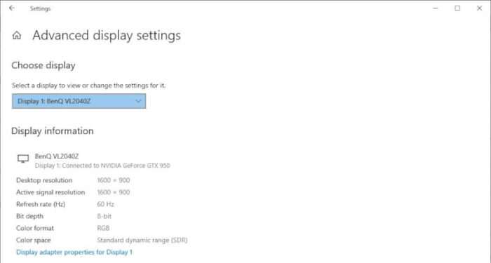 advanced display settings - 3 Ways to Check Monitor Specs in Windows 10 7