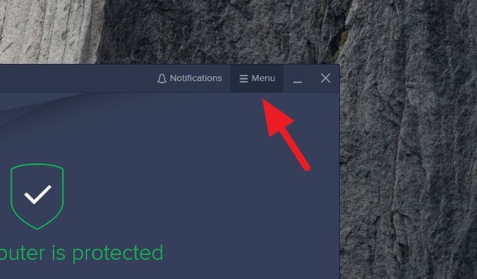 avast menu - How to Disable Avast Notifications, Messages, & Alerts 7