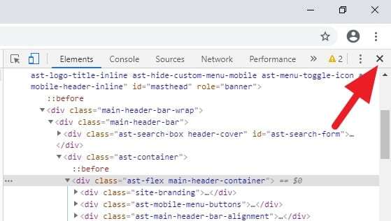 stäng inspektera elementfönstret - så här visar du mobilversionen av webbplatsen på Chrome PC 9