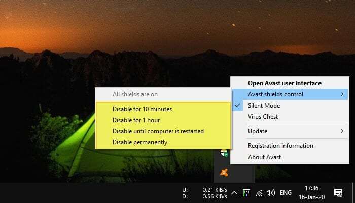 disable Avast shields - How to Install Blocked Programs by Avast 21