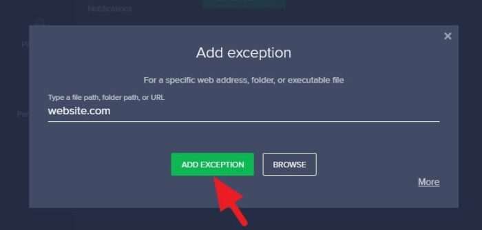 how to whitelist a website in avast online security