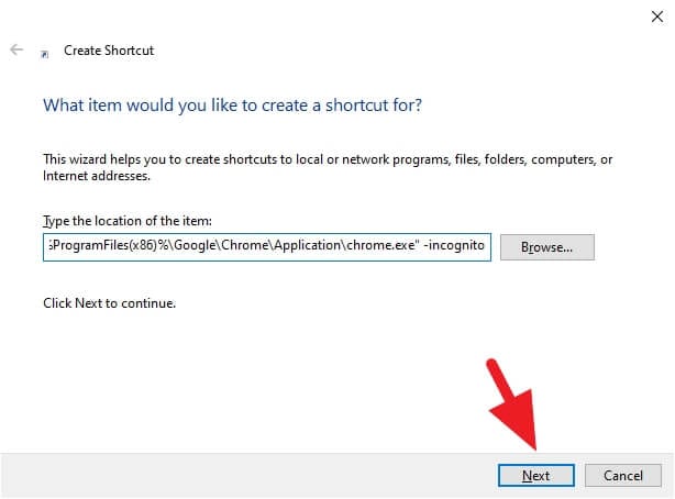 target - How to Create Chrome Incognito Mode Shortcut on Desktop 7