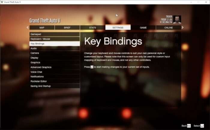 gta v key bindings