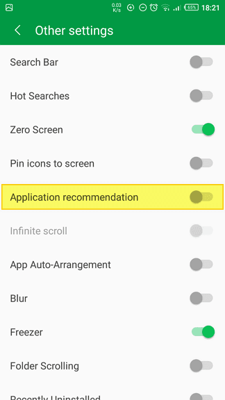 Application recommendation - Remove Application Recommendation Ads in Infinix XOS Launcher 9