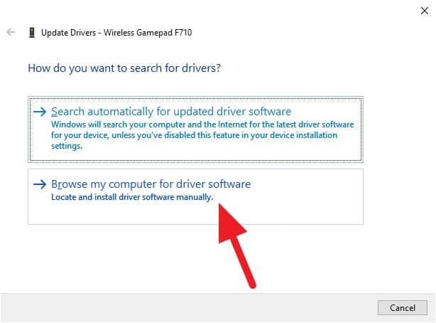 browse my computer for driver software - How to Fix Logitech F710 Can't Connect to Windows 10 9