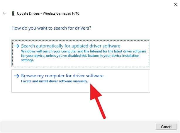 browse my computer for driver software - How to Fix Logitech F710 Can't Connect to Windows 10 9