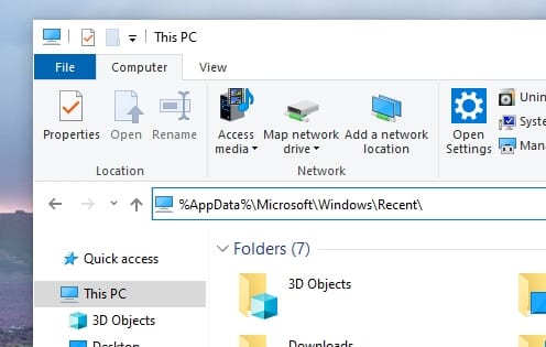 AppData Recent - 3 Methods to See Recently Opened Files on Windows 10 10