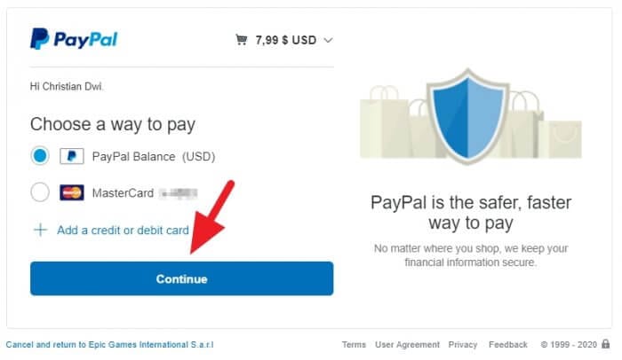 Continue pay - How to Buy Game from Epic Store Using PayPal 13