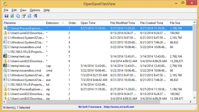 OpenSaveFilesView - 3 Methods to See Recently Opened Files on Windows 10 13