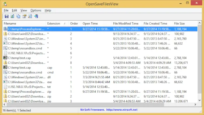 OpenSaveFilesView - 5 Methods to See Recently Opened Files on Windows 10 13