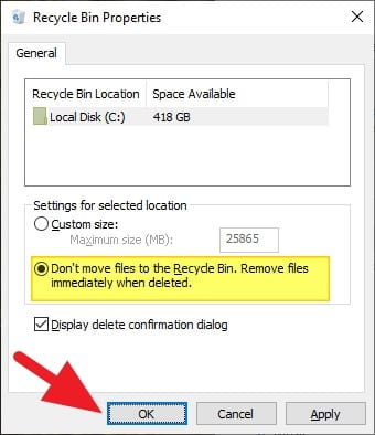 remove files immediately when deleted - How to Always Delete Files Permanently & Skip Recycle Bin 7