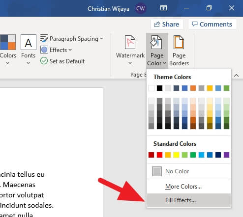 Fill effects - How to Change Document Background Color on Microsoft Word 17