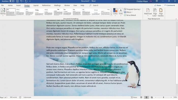 change orientation of one page in word file