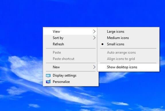 Show desktop icons 1 - How to Quickly Hide Desktop Icons on Windows 9