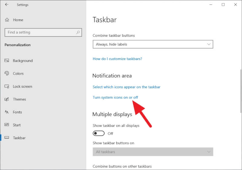 Turn system icons on or off 1 - How to Show Missing Time and Date in Taskbar on Windows 10 11