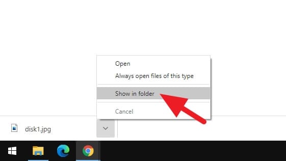 Show in folder menu 1 - How to Transfer Photos from Email to USB Stick 7
