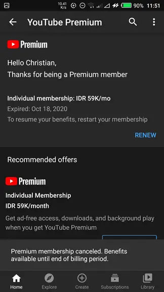 Youtube Premium Canceled - How to Cancel Youtube Premium Plan from Android 19