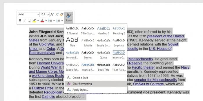 Clear formatting - How to Clear Text Formatting in Microsoft Word 7