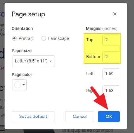 how to set right margin on word doc