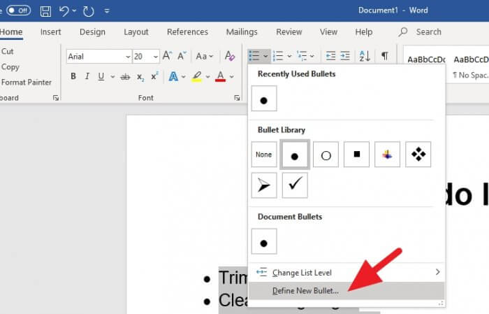 Define new bullet - How to Make a Printable Checklist in Microsoft Word 9