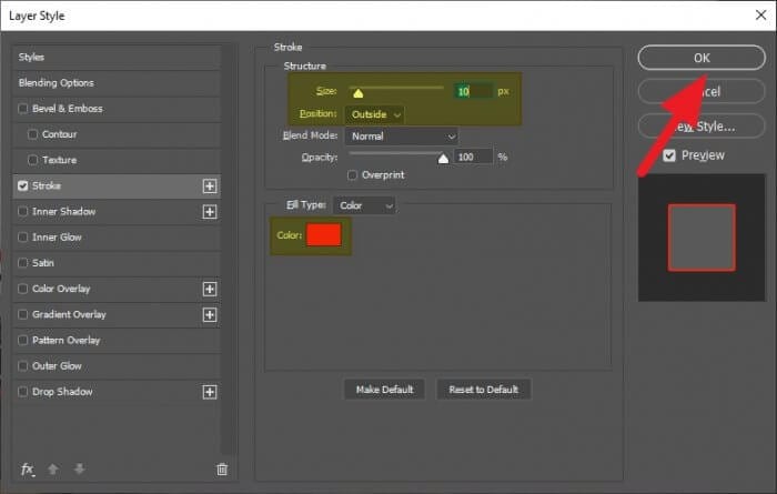 stroke settings - How to Create Border/Outline Around Image in Photoshop 21