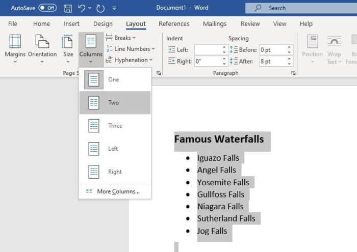 two columns - How to Make Bullet Points List in Ms. Word Side By Side 9