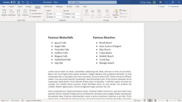 ms word split view side by side