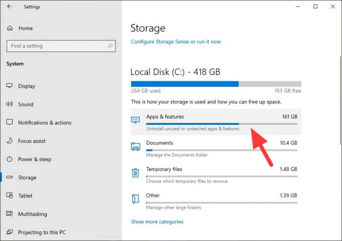 Apps features - How to Quickly Find The Largest Files on Windows 10 11