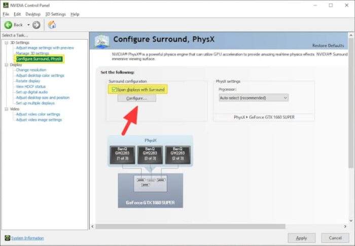 Configure - How to Setup NVIDIA Surround for Triple Monitor Gaming 7