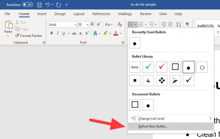 Define new bullet 3 - How to Change Bullet Points Color in Word 7
