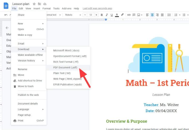 How to Quickly Save Google Docs Document as PDF