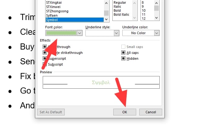 Font color - How to Change Bullet Points Color in Word 11