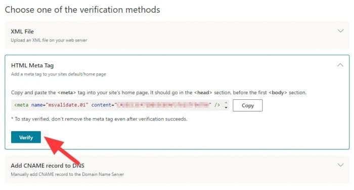 Verify - How to Add a Website to Bing Webmaster Tools 11