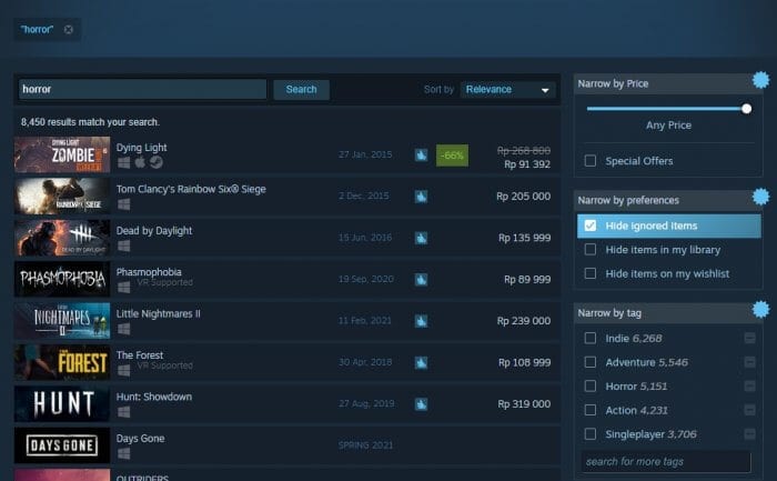 before excluding tags - How to Block Specific Tags on Steam from Appearing 13