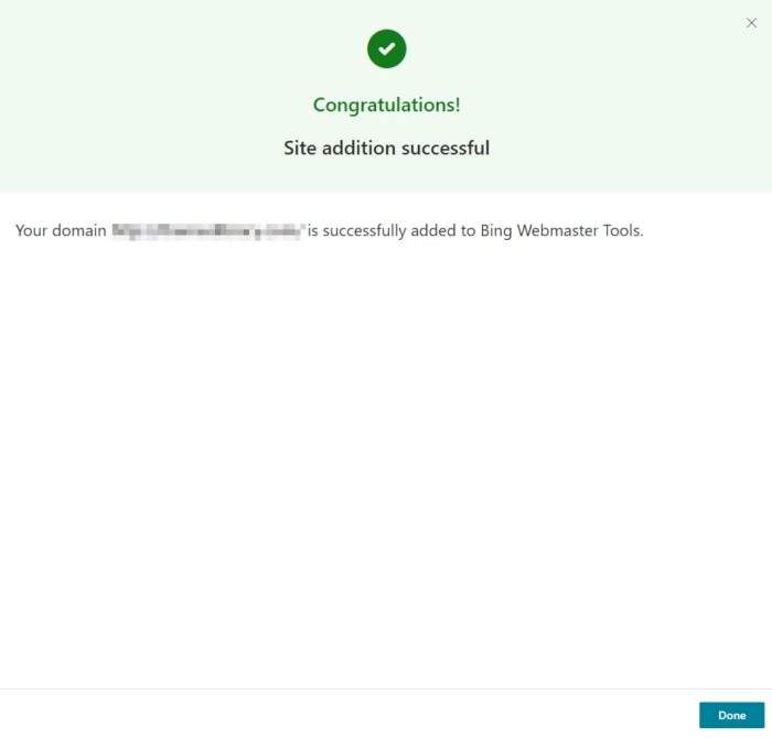 site addition successful - How to Add a Website to Bing Webmaster Tools 13