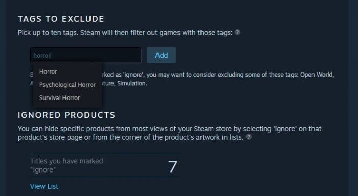 tags to exclude - How to Block Specific Tags on Steam from Appearing 9