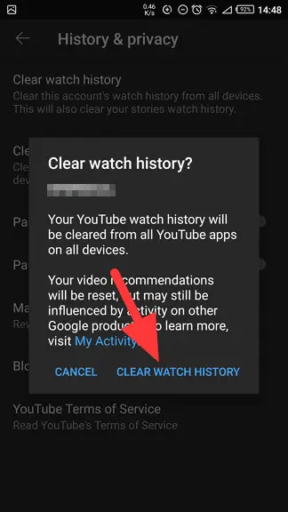 confirm clear watch history - How to Delete Watched Videos History on Youtube Instantly 23