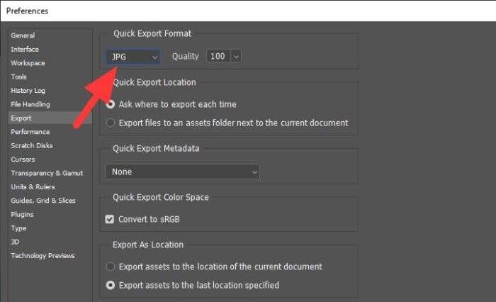 quick export format - How to Change Photoshop Default Save format to JPG 15